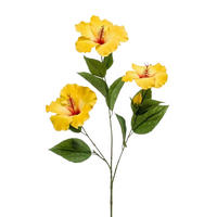 KUNSTBLUME Künstlicher Hibiskus Zweig - Mara 82 cm - Gelb, Kunststoff (82cm) - Emerald