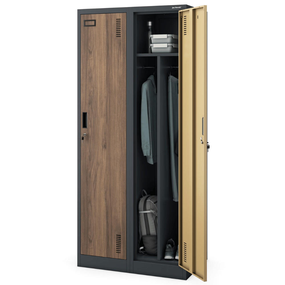 UMKLEIDESCHRANK Spind WIEN 2 Abteile 180x80x50cm Anthrazit-Nussbaum - Anthrazit, Metall (80/180/50cm) - DELUKE