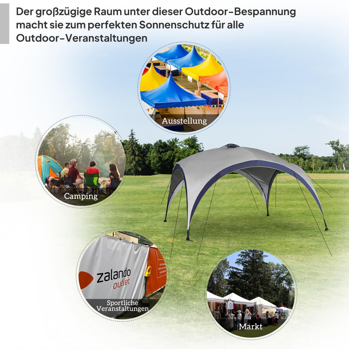 GARTENZELT Cremeweiß, Polyester, Metall - Creme, Kunststoff (400/400cm) - Outsunny