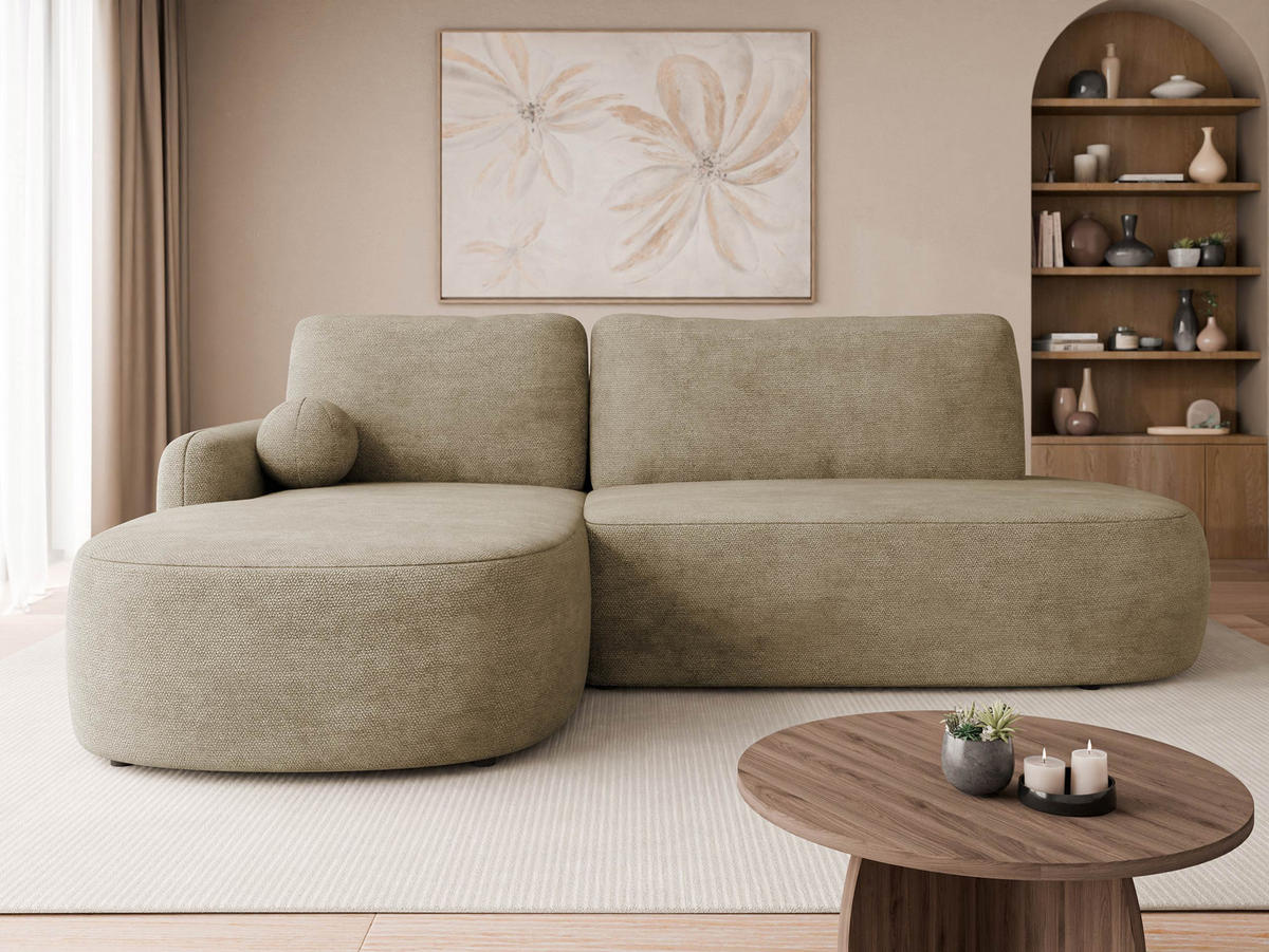 ECKSOFA Loridu O, Seite: Links - Taupe/Schwarz, Holz/Kunststoff (274/174cm) - MIRJAN24