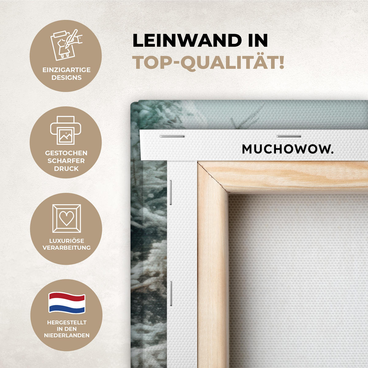 LEINWANDBILD Auto - Rot - Geschenke - Winter - Schnee - Weihnachten Wanddeko 90x60 cm - Rot, Textil (90/60cm) - MuchoWow