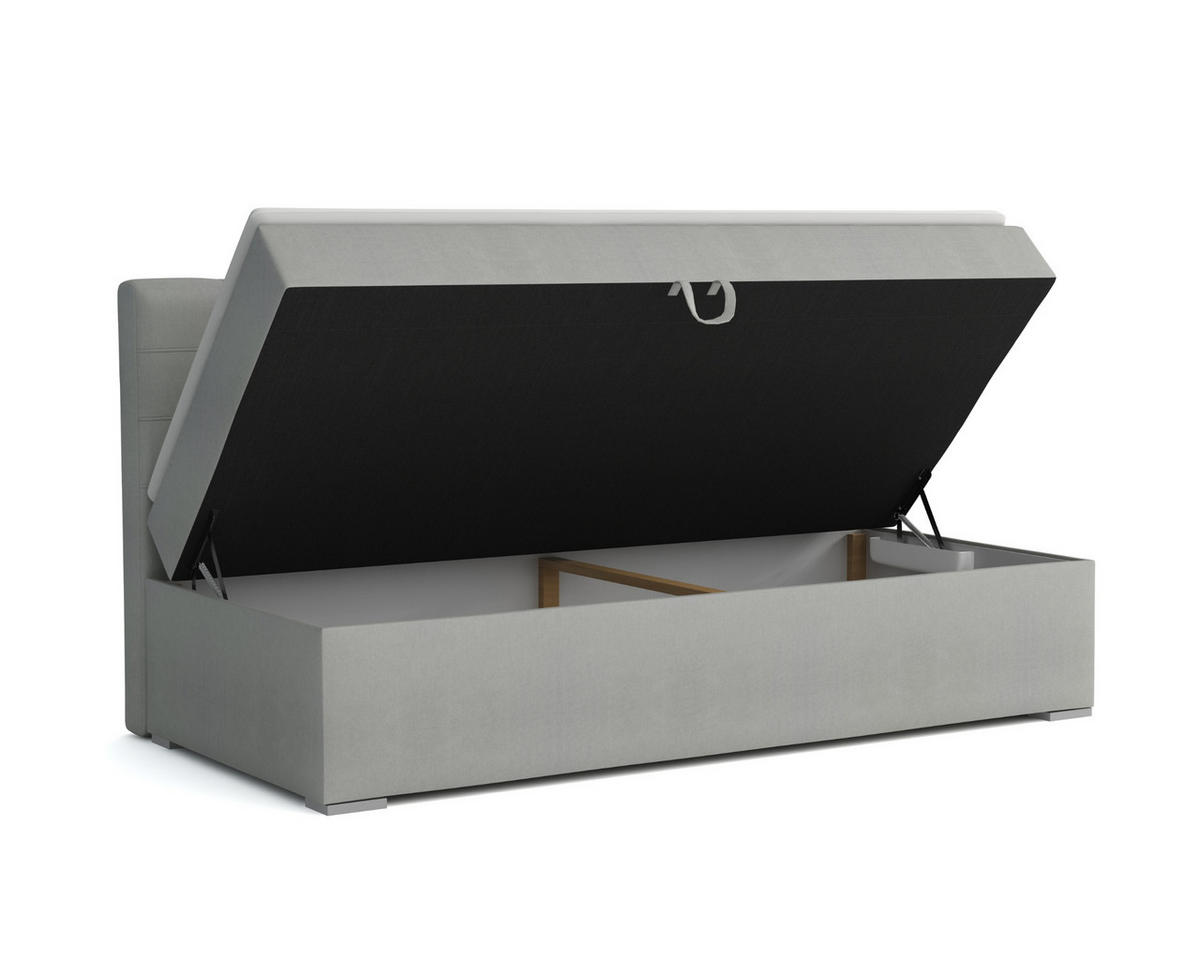 BOXBETT PATI 100/200 Dunkelgrau mit Bonell-Federkernmatratze H3 - Dunkelgrau, Holz/Holzwerkstoff (100/200cm) - Deine Möbel 24