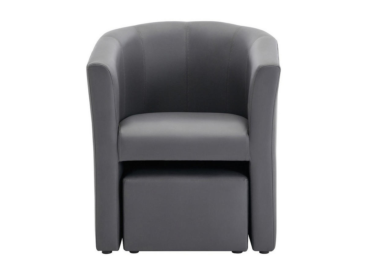 LOUNGE-SESSEL & Hocker - Kunstleder - Grau - JOVANA - Grau, Leder (65/74/64cm) - Vente-Unique