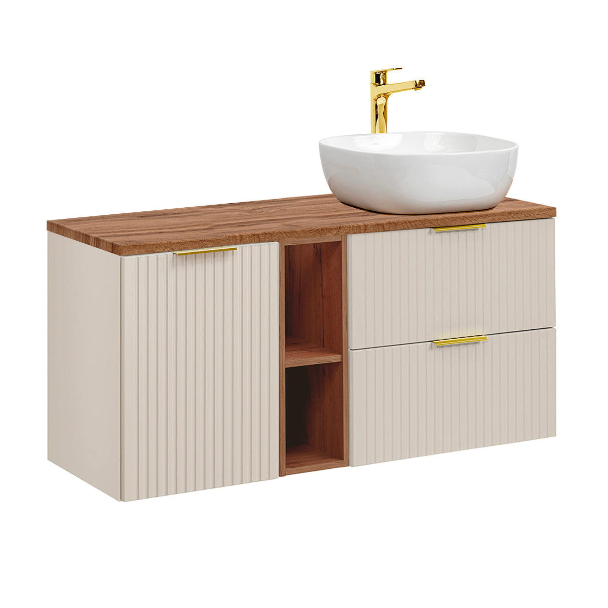 WASCHTISCH 120.8cm Adriel Kaschmir und Holz - Beige, Holzwerkstoff (120.8/59/46cm) - Petits-meubles