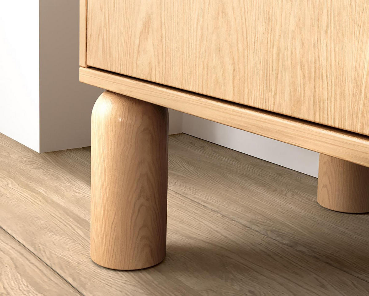 KOMMODE Sanden Eiche, dreitürige Sideboard - Eichefarben, Holzwerkstoff (140/92/41cm) - Bettso