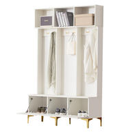 STANDGARDEROBE mit Sitzbank in Weiß, hochglänzend, B/T/H: 120/23,5/191,5 cm - Weiß, Holzwerkstoff (40/191/120cm) - BEAOK
