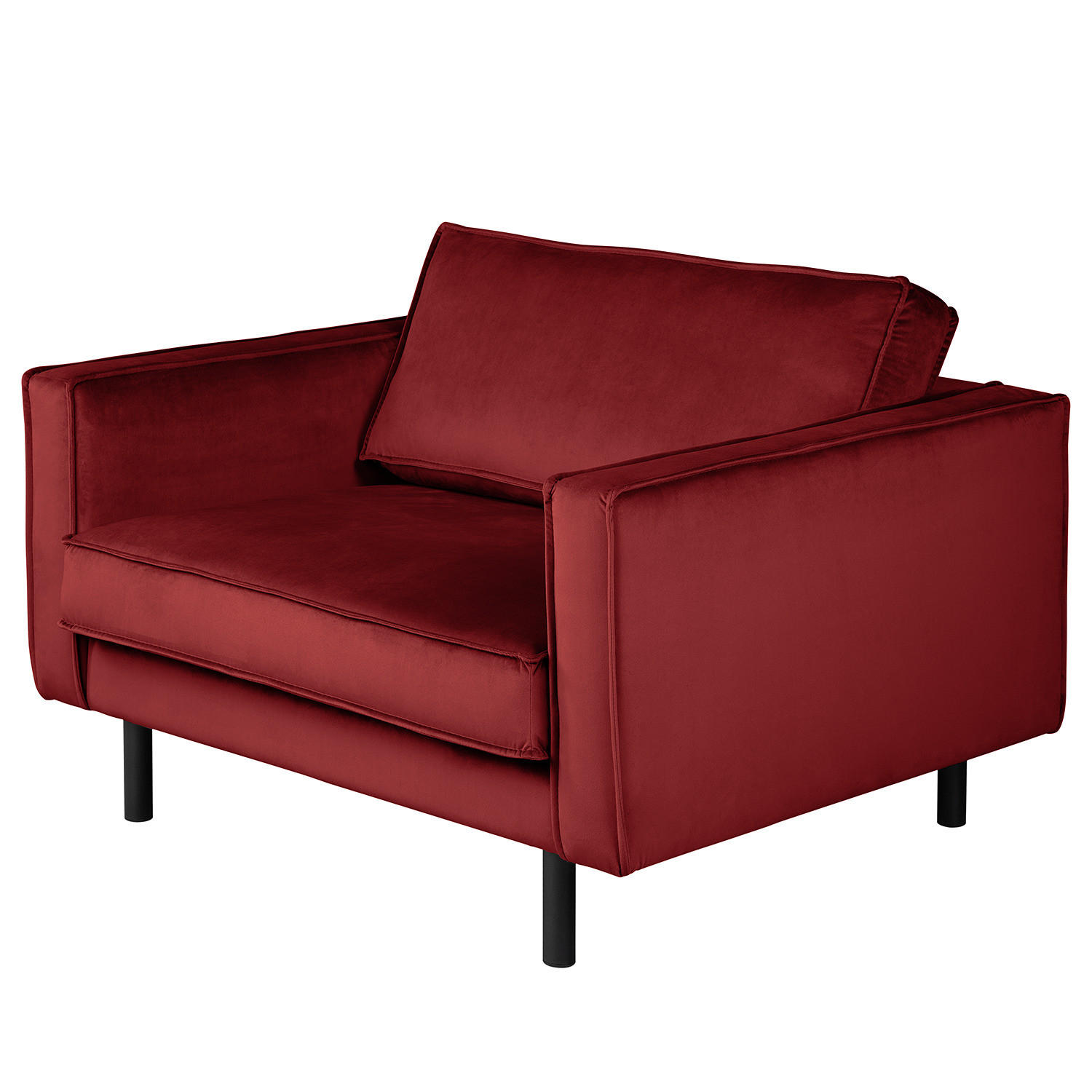 XL SESSEL - Bordeaux/Schwarz, Textil/Metall (117/81/96cm) - home24