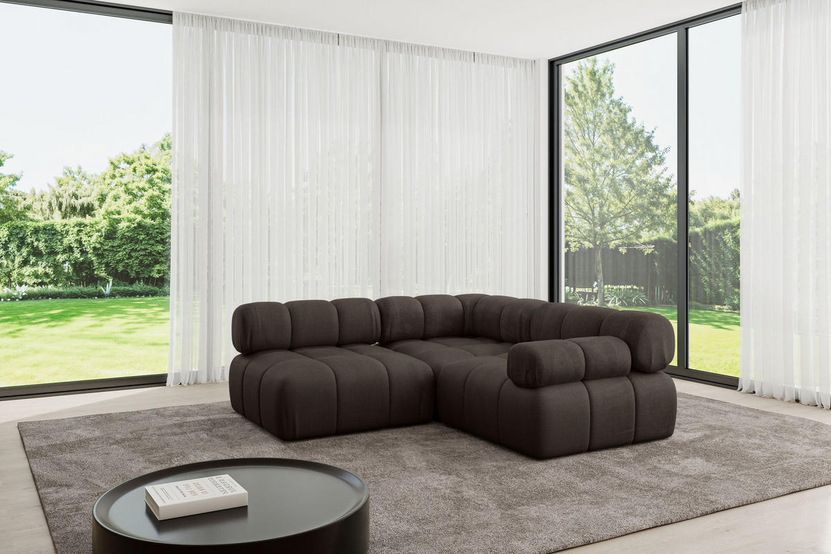 ECKSOFA modulares Sofa Mende-L1 - 190x190x70 cm Braun Velours - Braun, Holzwerkstoff/Textil (190/190cm) - ALTDECOR