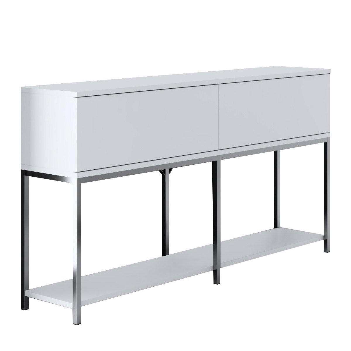 KONSOLE 2 Schwingtüren L150 cm - Lord - Silberfarben/Weiß, Holzwerkstoff (150/30/80cm) - Calicosy