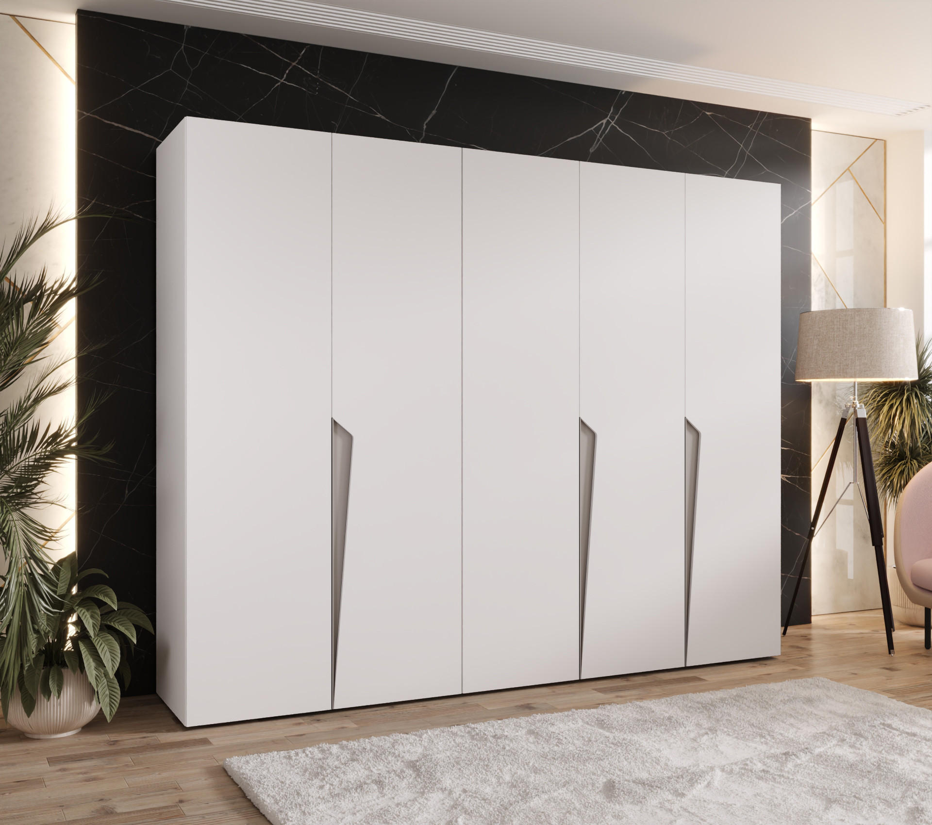DREHTÜRENSCHRANK 202/250/52 5-türig - Beige/Weiß, Holz/Metall (250/202/52cm) - Abiks Möbel