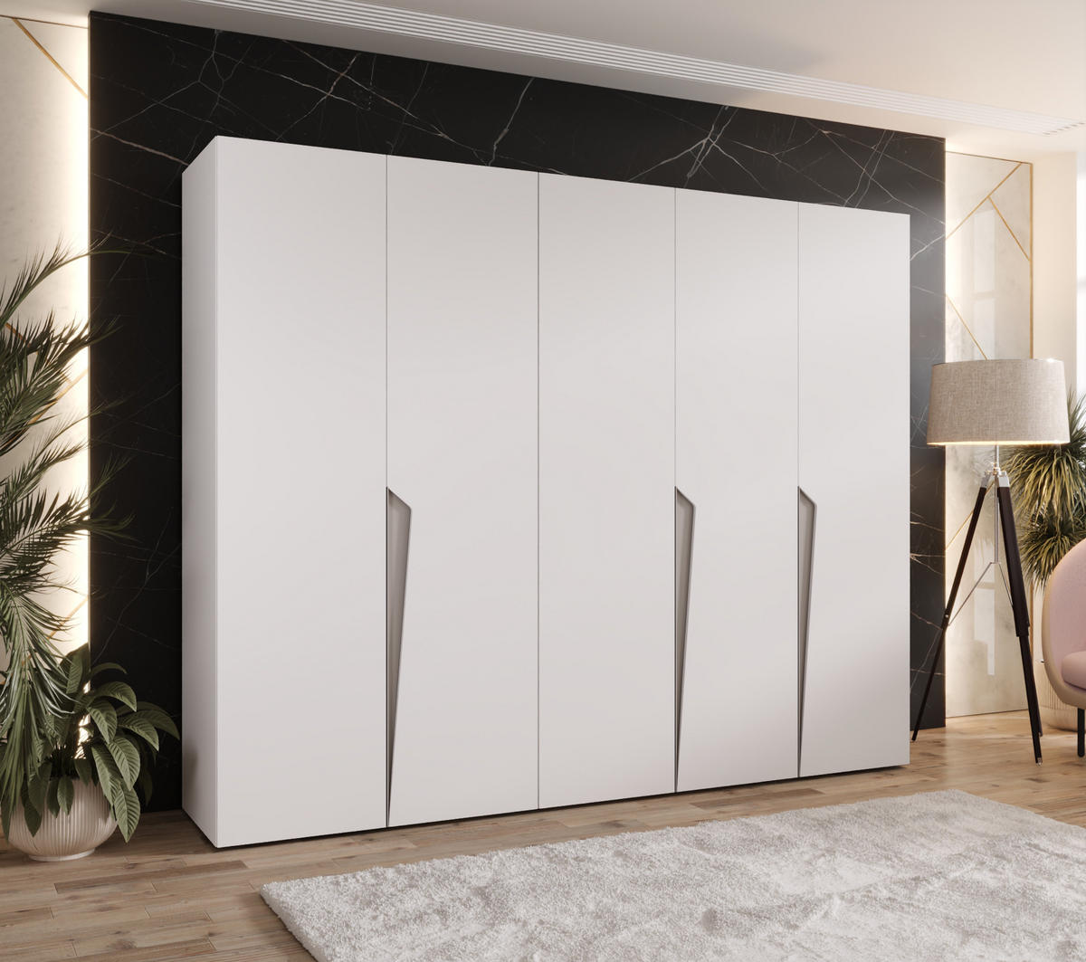 DREHTÜRENSCHRANK 202/250/52 5-türig - Beige/Weiß, Holz/Metall (250/202/52cm) - Abiks Möbel