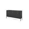 KOMMODE NOVA - KSZ154, Geriffelte Fronten, goldene Griffe 154x39x83 cm Schwarz - Schwarz, Holzwerkstoff/Kunststoff (154/83/39cm) - DomoHome