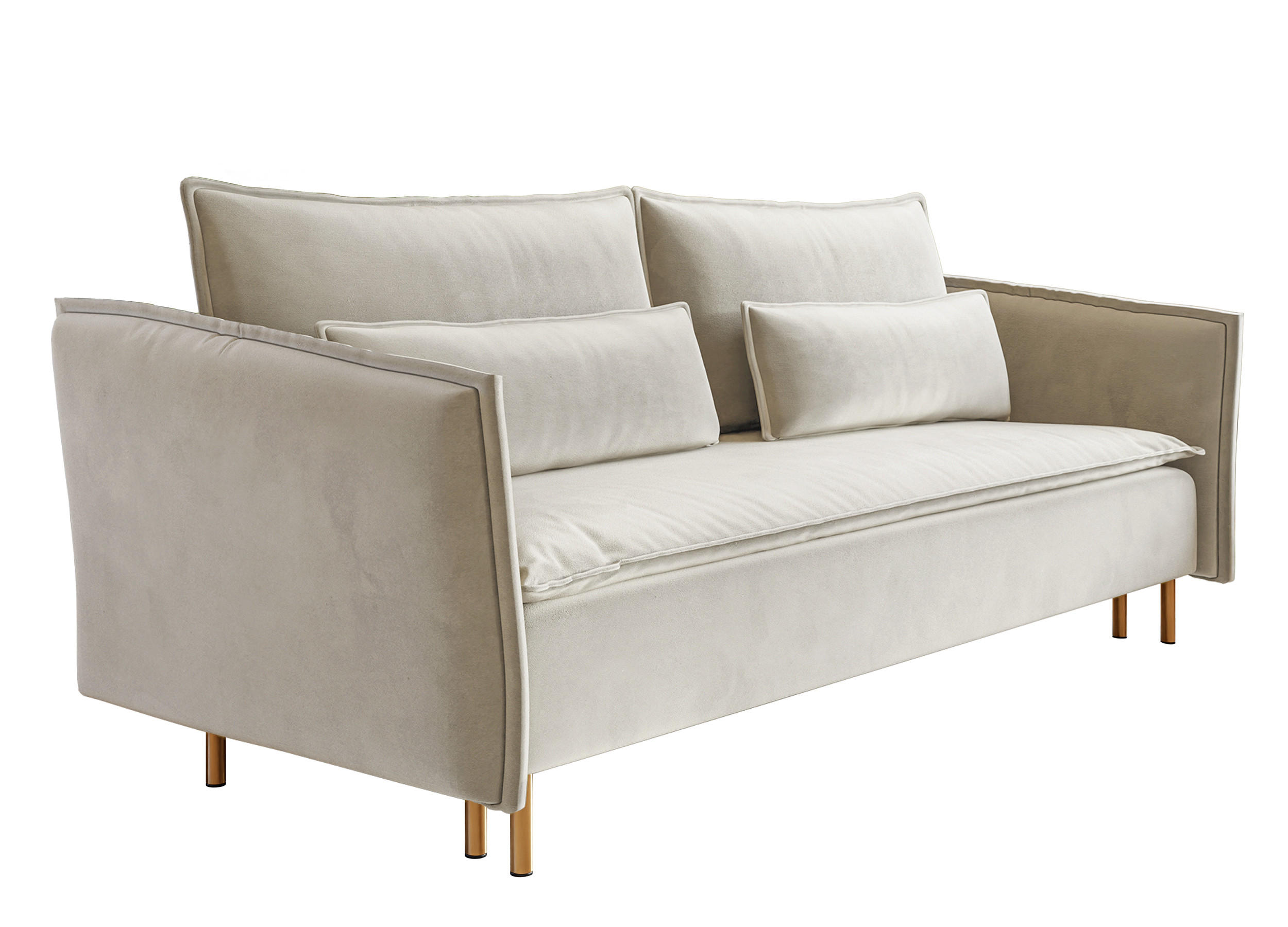 SCHLAFSOFA Ummo Graubeige Velours - Greige/Goldfarben, Textil/Metall (230/88/90cm) - Selsey