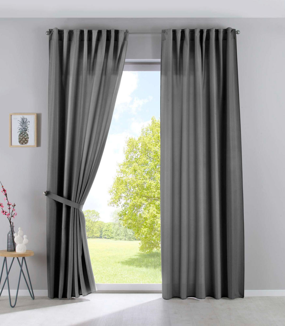 SCHLAUFENGARDINE 2ER SET »Jena« HxB 225x140 cm Grau - Grau, Textil (140/225cm) - Gardinenbox
