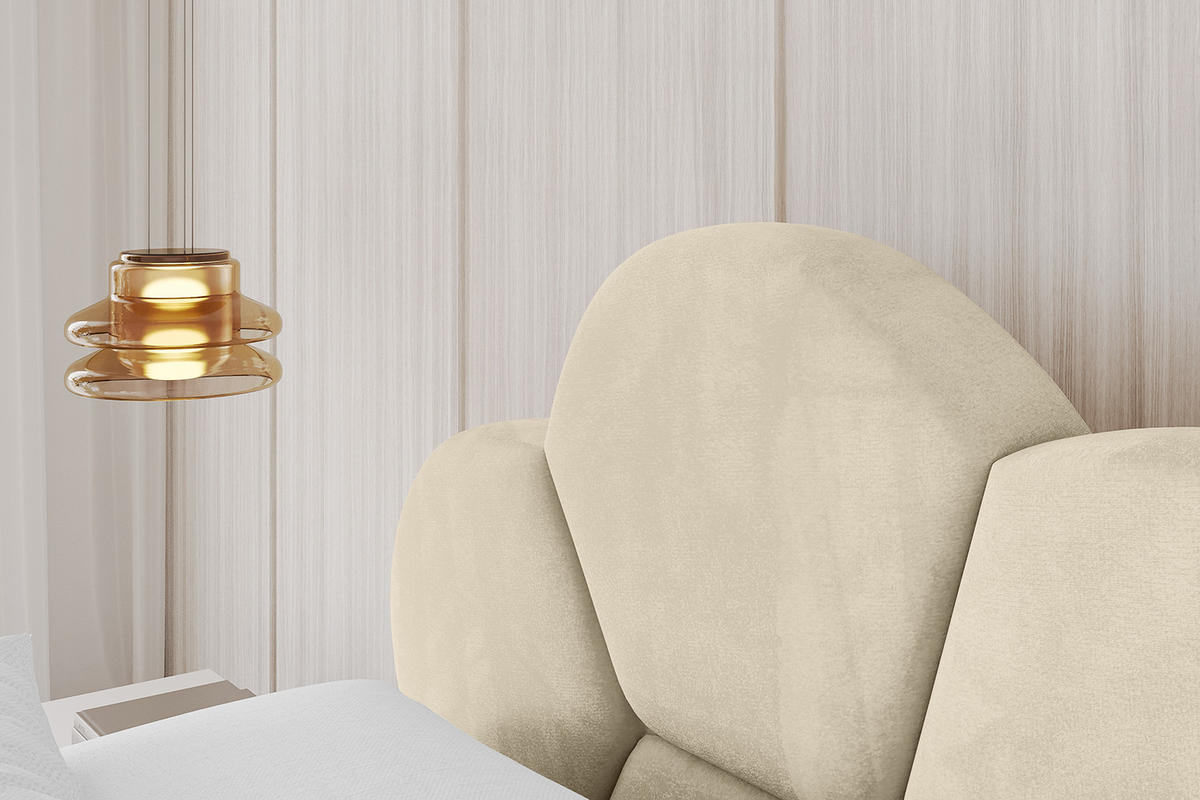 POLSTERBETT mit Bettkasten und Lattenrost, Bett mit Matratze H3/H4 - LANA 120x200 Beige - Ecru, Holzwerkstoff/Textil (120/200cm) - ALTDECOR