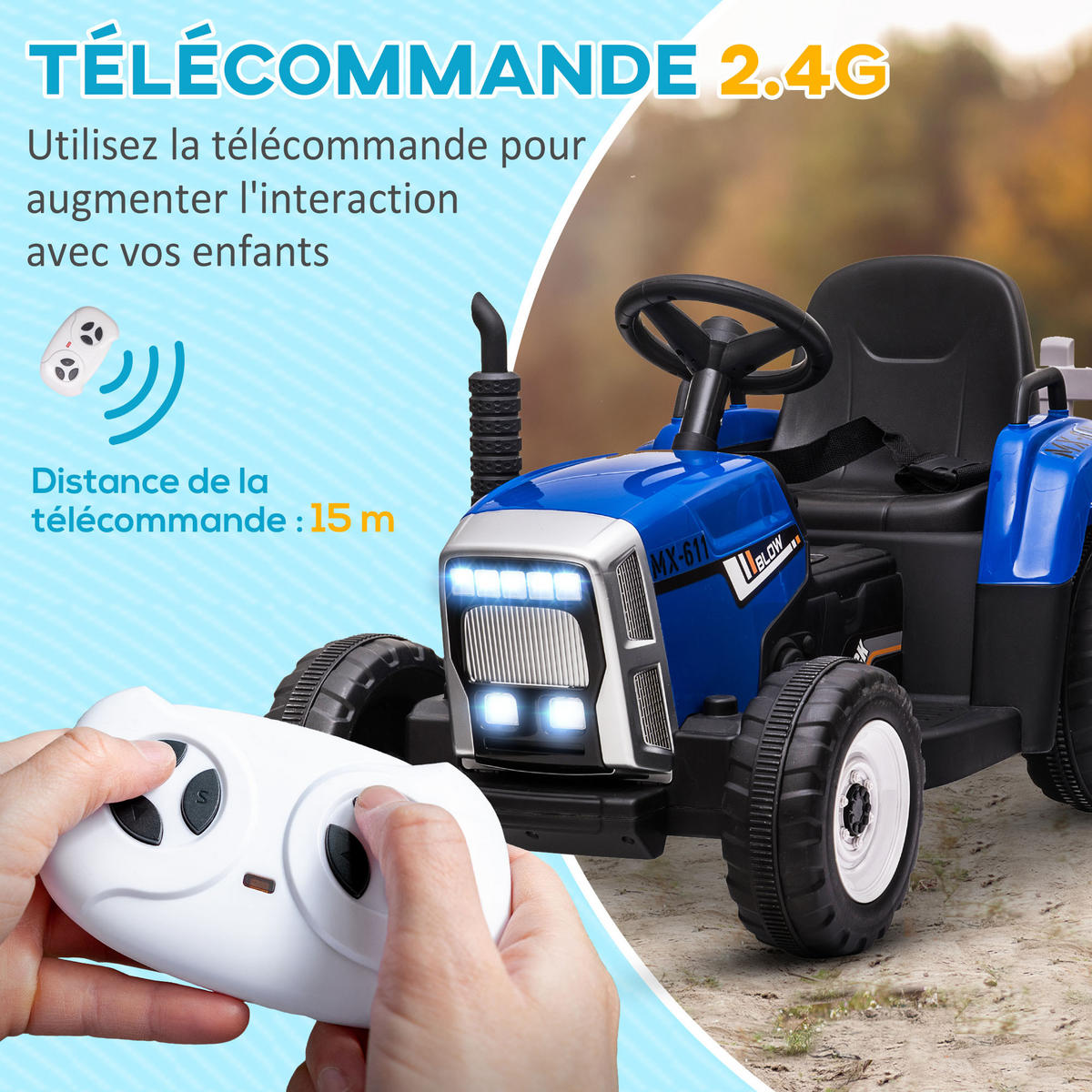 TRAKTOR DE-13106 abnehmbarer Anhänger - Blau, Kunststoff (136.5/50/52.5cm) - ComfortXL