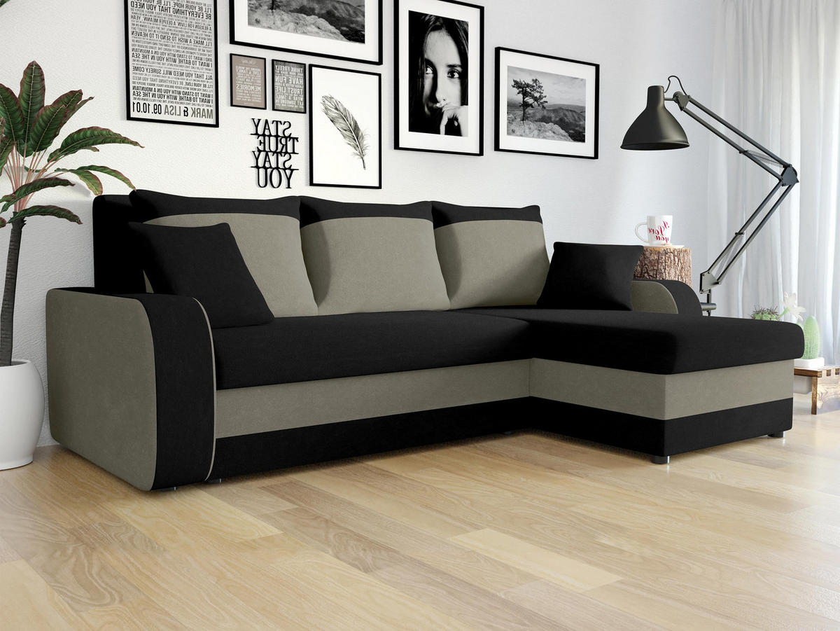 ECKSOFA Kris - Schwarz, Holz/Kunststoff (238/147cm) - MIRJAN24