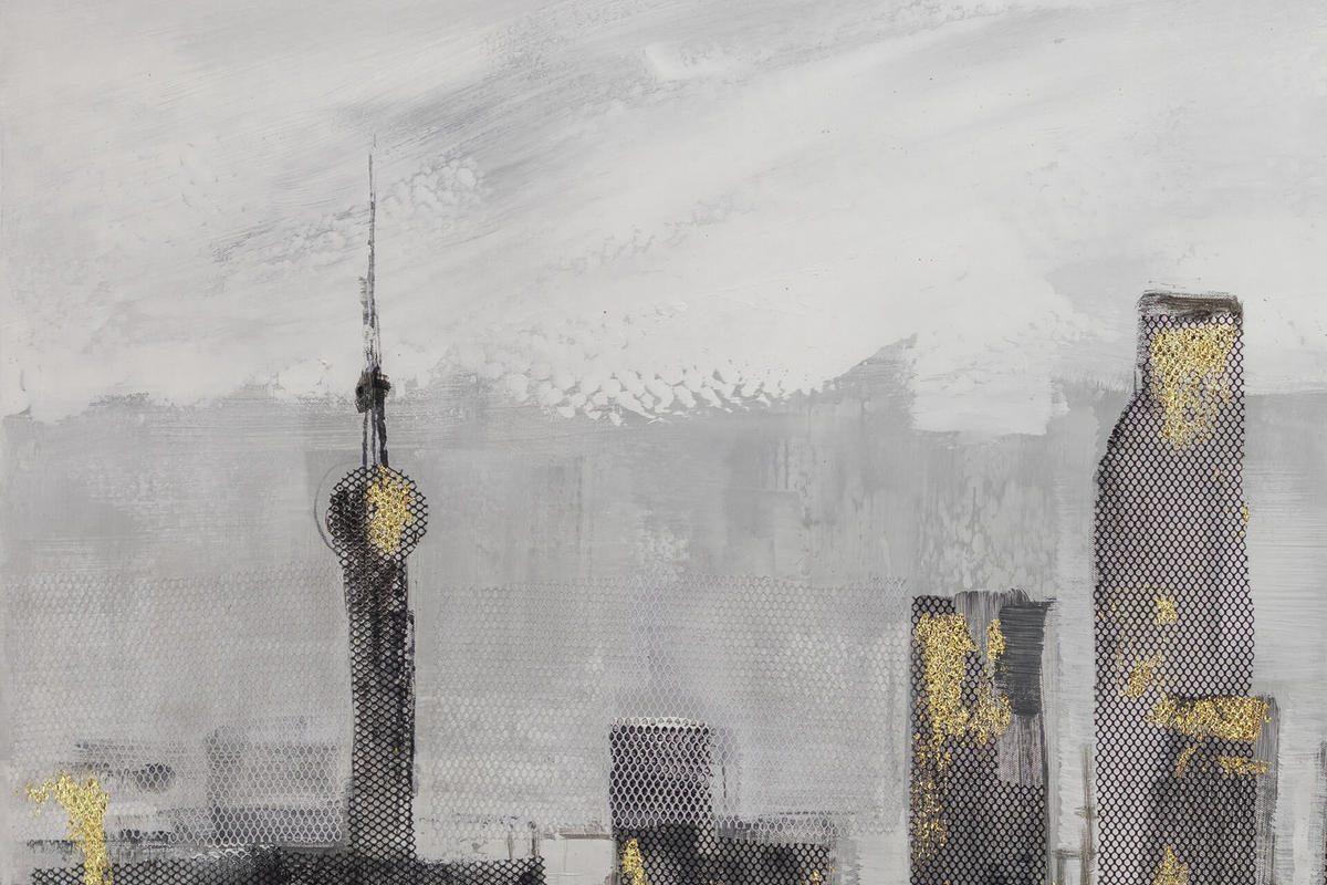 ACRYLBILD HANDGEMALT 100/70 cm - Schwarz/Grau, Holz/Textil (100/70cm) - KUNSTLOFT