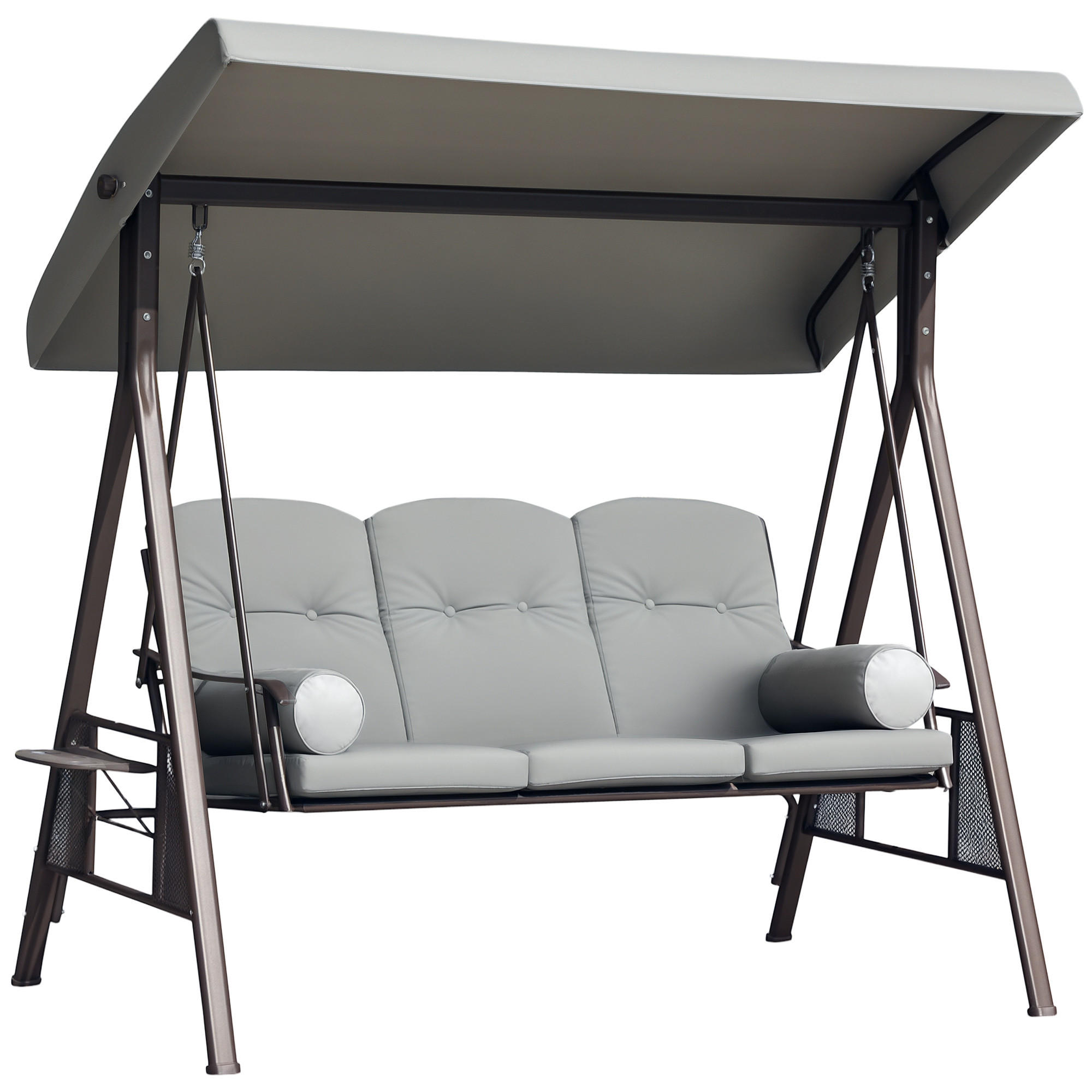 HOLLYWOODSCHAUKEL DE-15278 3-Sitzer mit verstellbarem Dach Hellgrau - Hellgrau, Metall (116/183/206cm) - ComfortXL