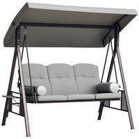 HOLLYWOODSCHAUKEL DE-15278 3-Sitzer mit verstellbarem Dach Hellgrau - Hellgrau, Metall (116/183/206cm) - ComfortXL