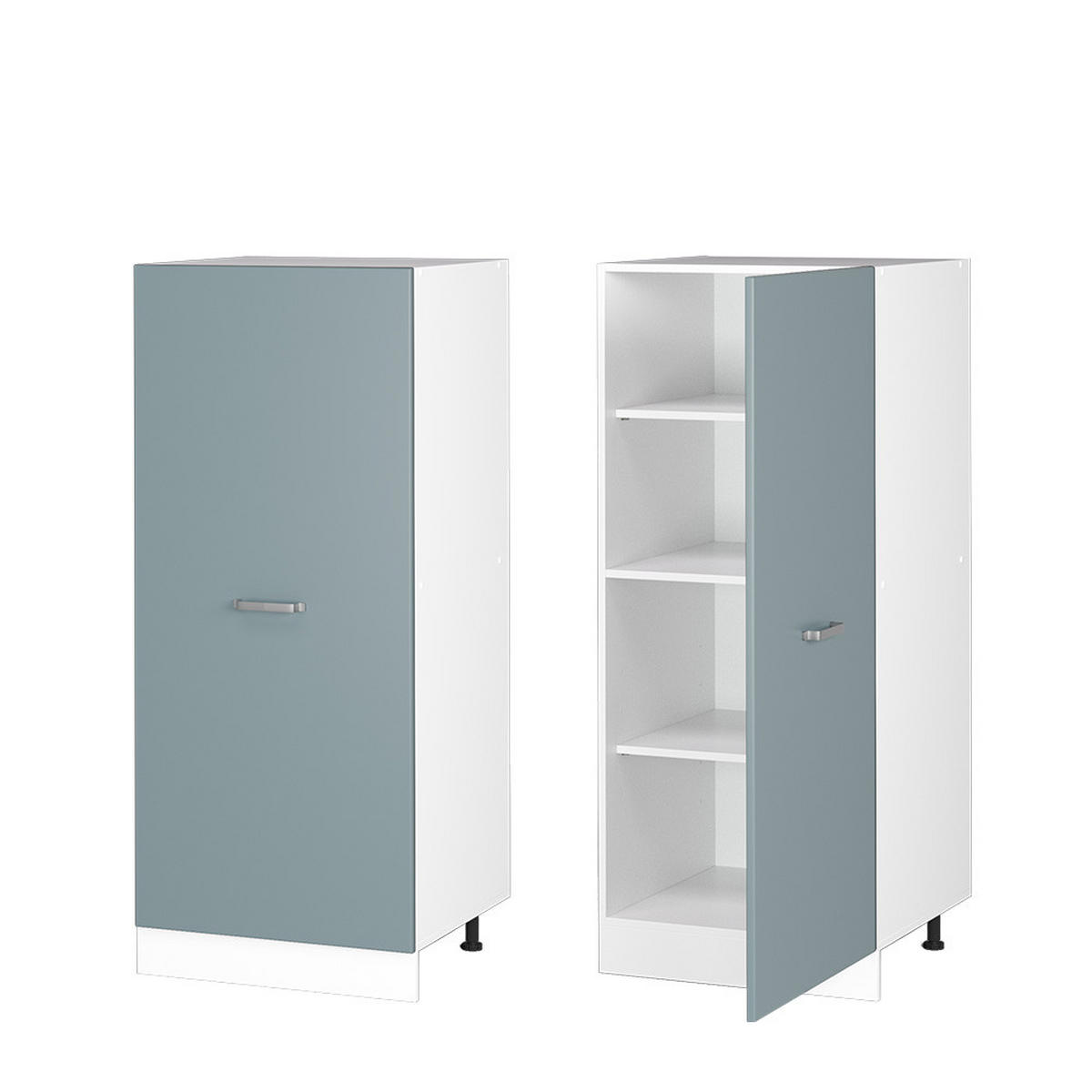 HOCHSCHRANK R-Line Blau-Grau 60 cm mit offenen Regalen, und Tür - Blaugrau/Weiß, Holzwerkstoff (60/143/57.2cm) - Vicco