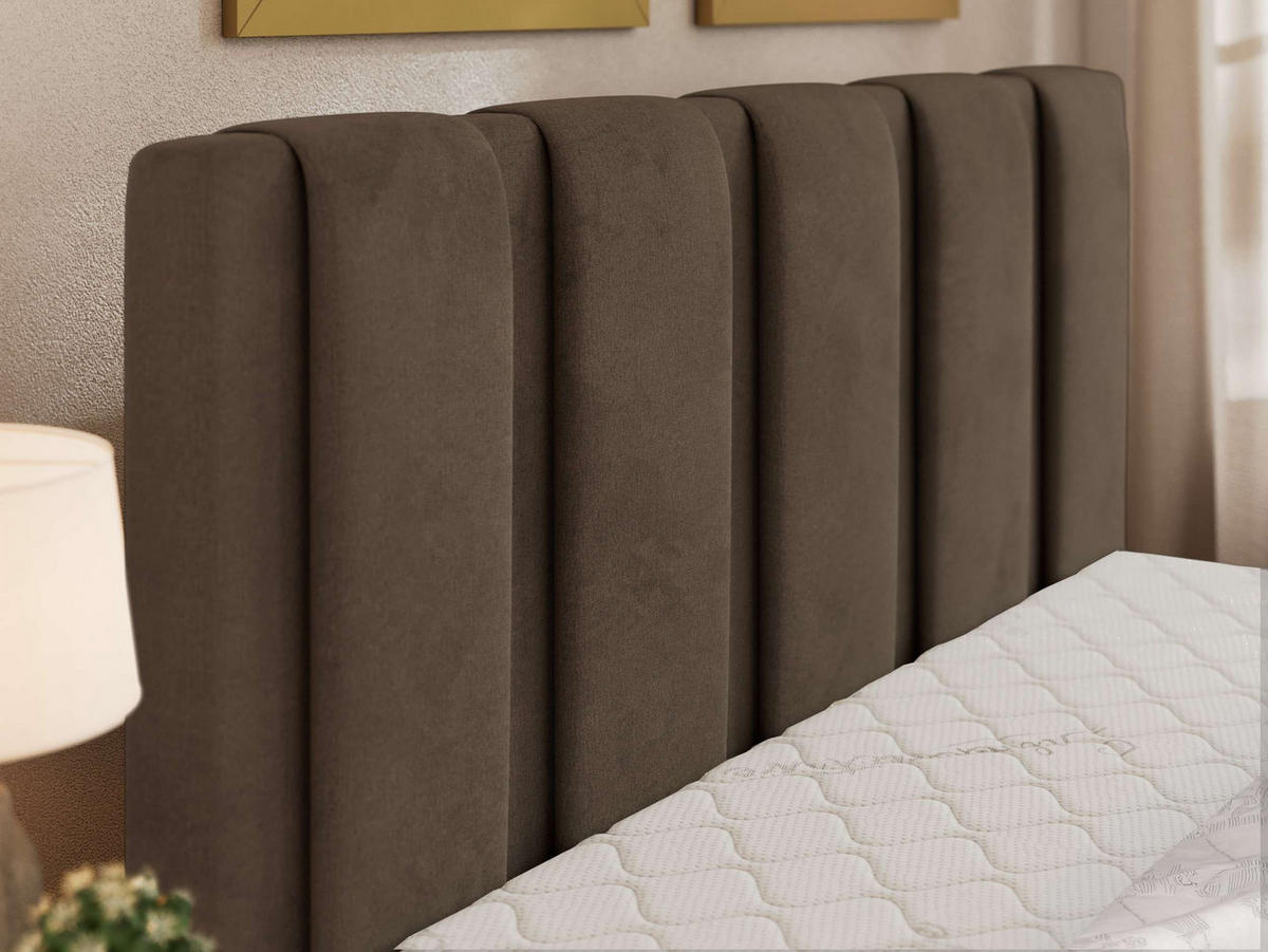 ČALÚNENÁ POSTEĽ SAVINO CLASSIC 140/200 - Hnedá Samet - Matrac Multipocket - hnedá/čierna, textil/plast (140/200cm) - MKS