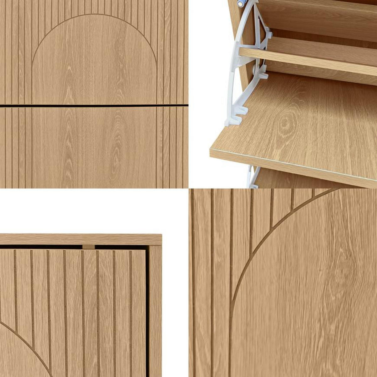 SCHUHSCHRANK Skandinavischer mit 3 Fächern in Eichenoptik - LILA - Eichefarben/Beige, Holzwerkstoff/Metall (60/125.5/23.5cm) - Sicaan
