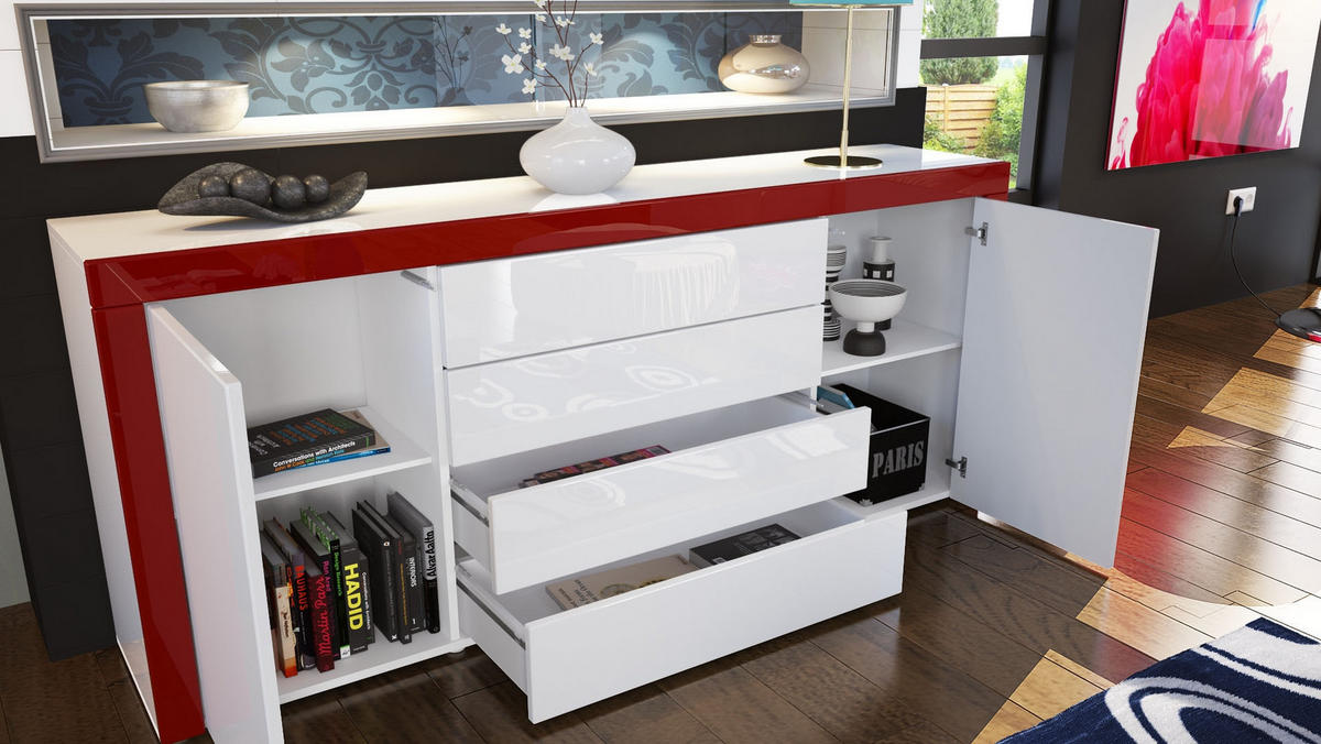 SIDEBOARD La Paz Avola-Anthrazit / Weiß Hochglanz - Anthrazit, Holzwerkstoff (167/72/35cm) - Vladon