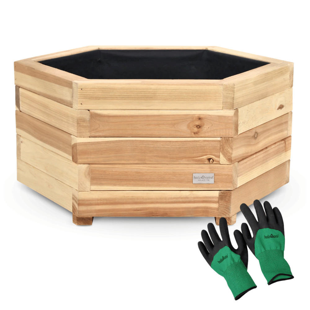 PFLANZKASTEN Holz 6-eckig MICHA Inkl. Vlies 54,5cm Breit - Braun, Holz (54.5/28/54.5cm) - DELUKE