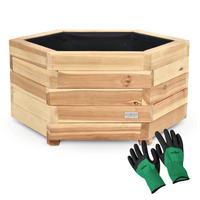 PFLANZKASTEN Holz 6-eckig MICHA Inkl. Vlies 54,5cm Breit - Braun, Holz (54.5/28/54.5cm) - DELUKE