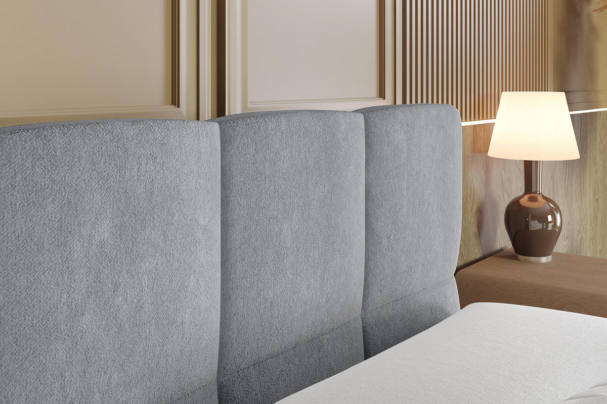 BOXBETT mit Matratze H4 und Lattenrost - LIRO - 200x200 - Grau Casablanca - Grau, Holzwerkstoff/Kunststoff (200/200cm) - ALTDECOR