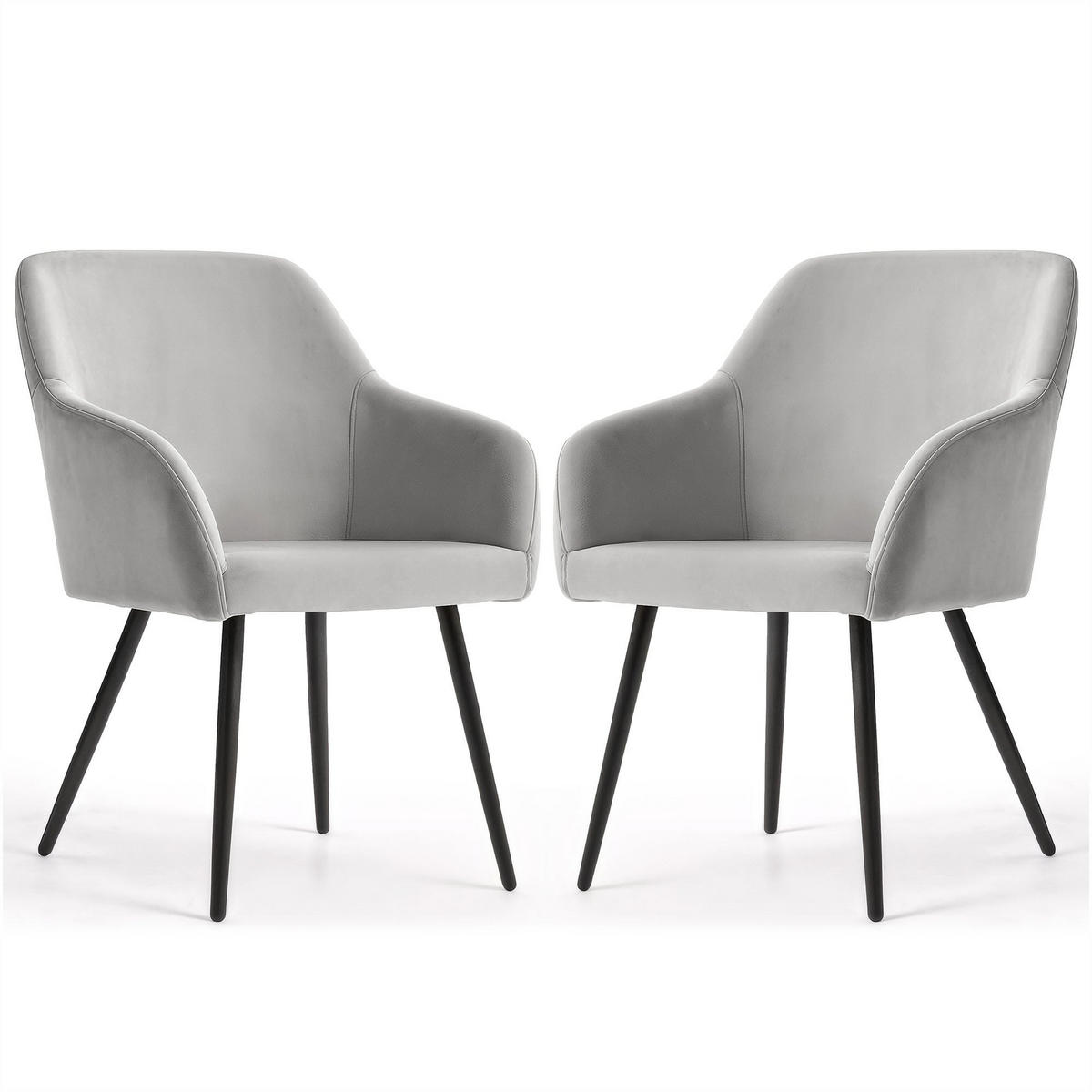 POLSTERSTUHL 2er Set, Metallbeine Grau, Schwarz 54,5/83/58 - Schwarz/Grau, Textil (55/83/58cm) - RAUMHIRSCH FURNITURE