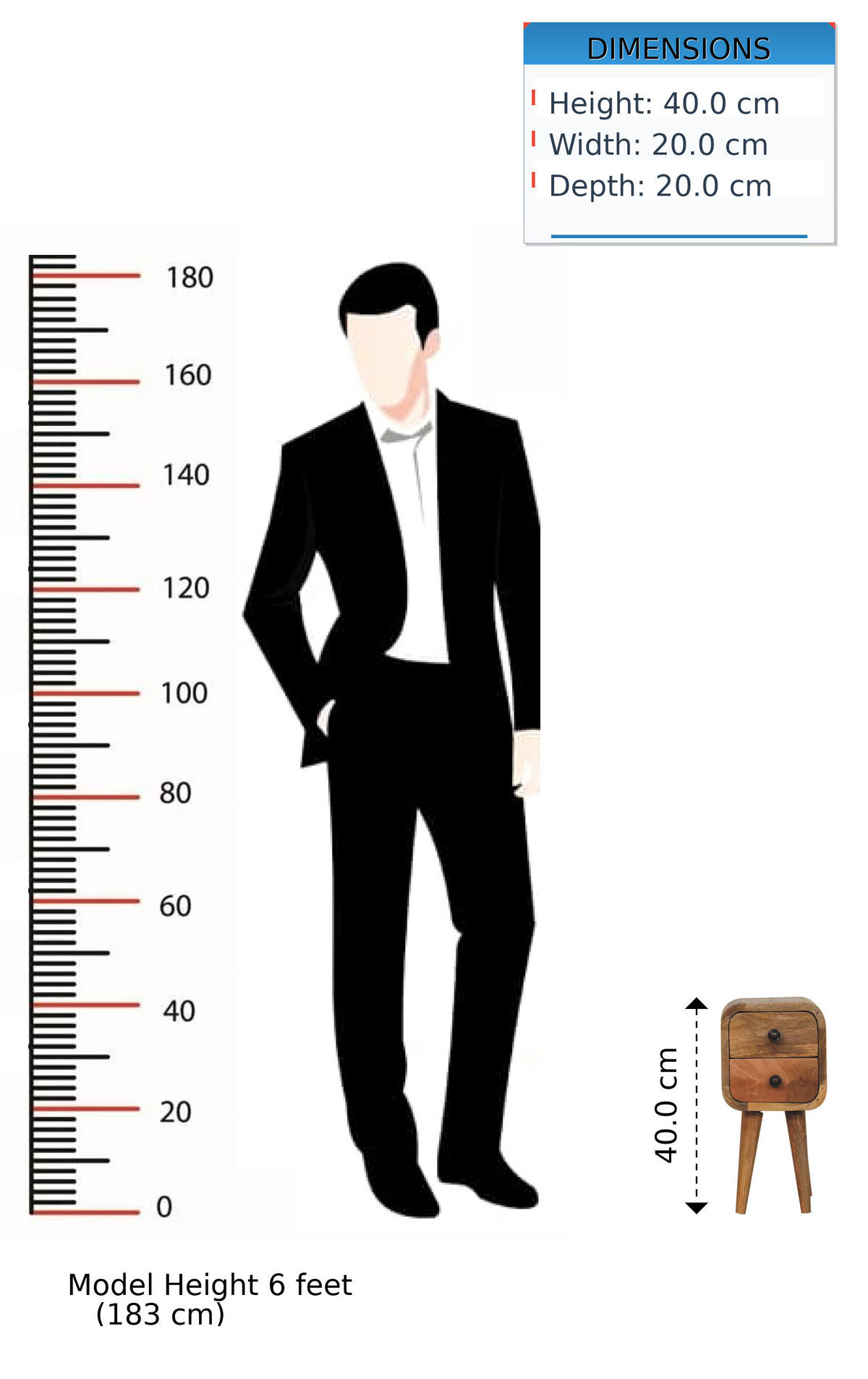 NACHTTISCH IN EICHENOPTIK, 2 SCHUBLADEN - Braun, Holz (20/40/20cm) - Artisan Furniture