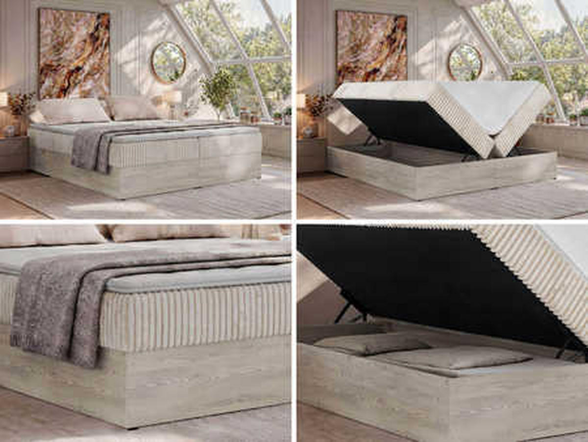 POSTEL BOXSPRING NORDIC ZERO 140/200 - Béžová Manšestr - Topper Visco - H4 - černá/béžová, textil/plast (140/200cm) - MKS