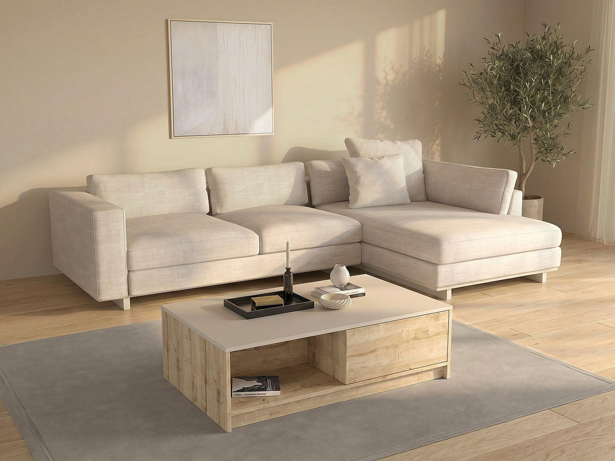 COUCHTISCH - 120 cm x 73.2 cm - holz - beige, naturfarben hell Zefyna - Beige/Naturfarben, Holz (73.2/120/36.8cm) - Vente-Unique