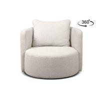 DREHSESSEL RAGGI 360° Drehfunktion mit inklusive dekorativem Kissen, Weiß - Weiß, Textil (92/75/94cm) - KONSIMO®