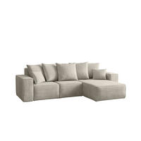 ECKSOFA L-Form Premium Kollektion ELLA Stoff Velours Noel Hellgrau Rechts - Hellgrau, Holz/Textil (262/168cm) - Kaiser Möbel