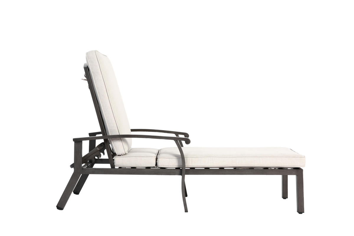 GARTENLIEGE Aluminium mit 5-fach verstellbarer Rückenlehne, Kissen 204/58/100 cm Beige - Beige, Metall (68/100/204cm) - Redom