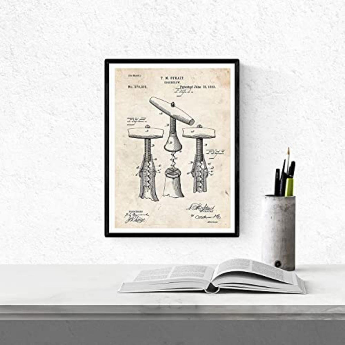 POSTER Set mit 4 Jahrgang Patenten Wein A4 Rahmenlos - Klar, Papier (29.7/3cm) - Nacnic