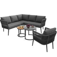 GARTENMÖBEL,6-TEILIGES Seil Sitzgruppe,grau - Grau, Metall - Vallsero