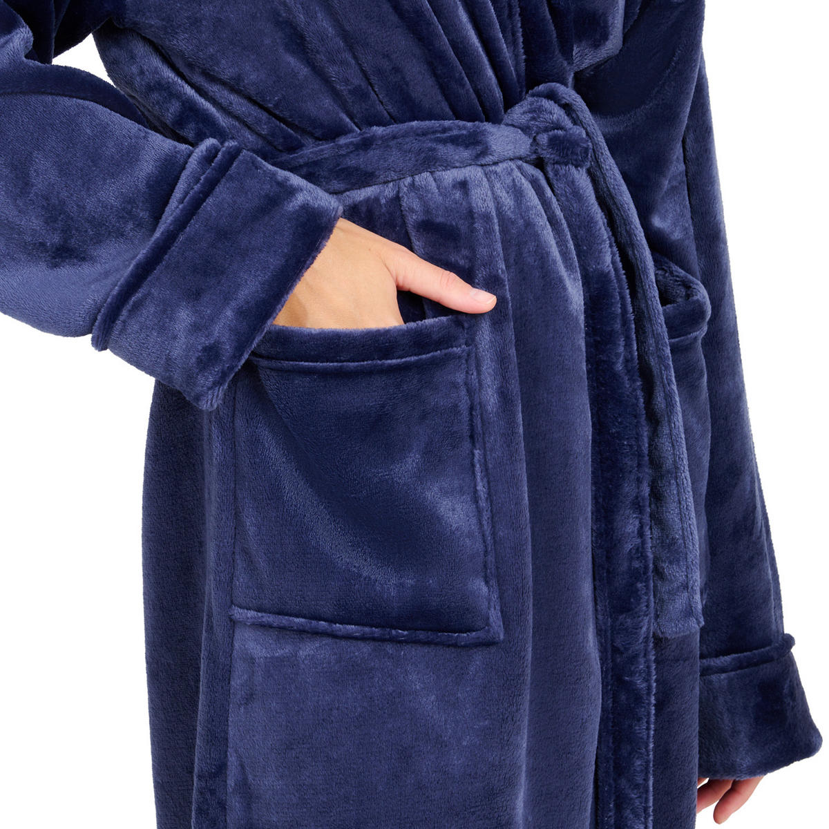 BADENMANTEL Damen & Herren XS - mit gefütterter Kapuze aus 100% Baumwolle, Dunkelblau - Dunkelblau, Textil (XSnull) - Blumtal