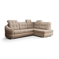 ECKSOFA KONGO RBN09, Eckcouch in L-Form mit Schlaffunktion, Farbe: Beige, Velourstoff, Ottomane Rechts - Beige, Textil (260/180cm) - O-Sofa
