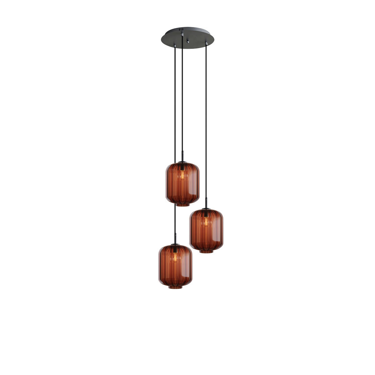 GALERIELEUCHTE Velo 3-flammig Braun Ø 25 cm - Schwarz/Braun, Glas (25/25/27cm) - s.luce