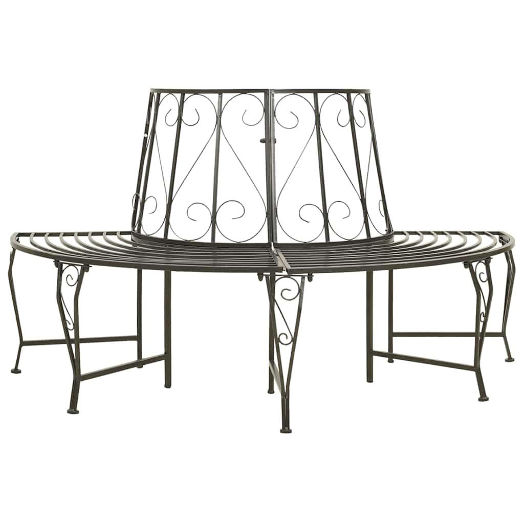 BAUMBÄNKE 1-Sitzanzahl Ø 160/89 Cm Stahl - Grau, Metall (160/89/80cm) - vidaXL