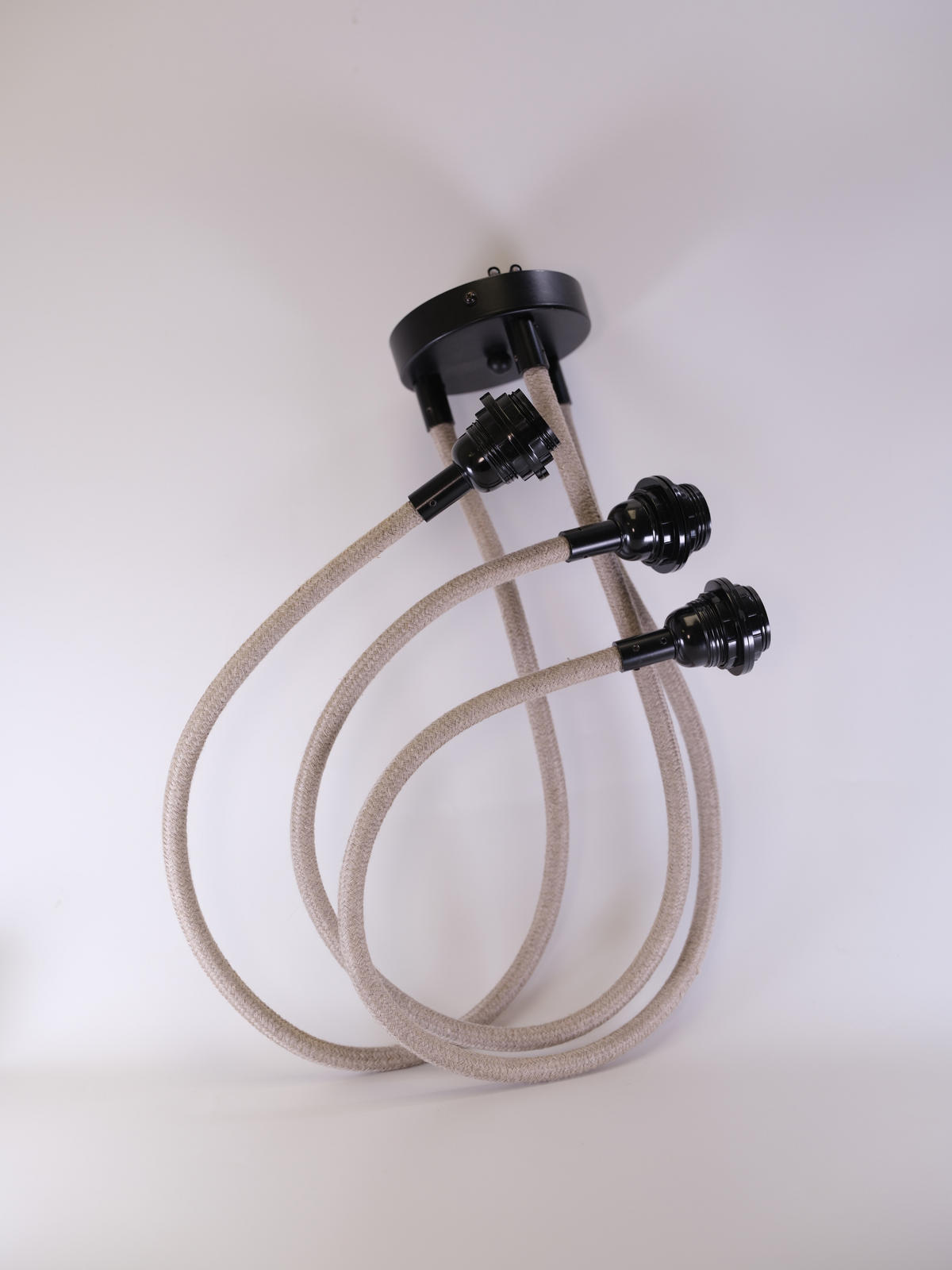 PENDELLEUCHTE TWIST 3 Flammig - Beige/Schwarz, Naturmaterialien (90/12/90cm) - HOOPZI
