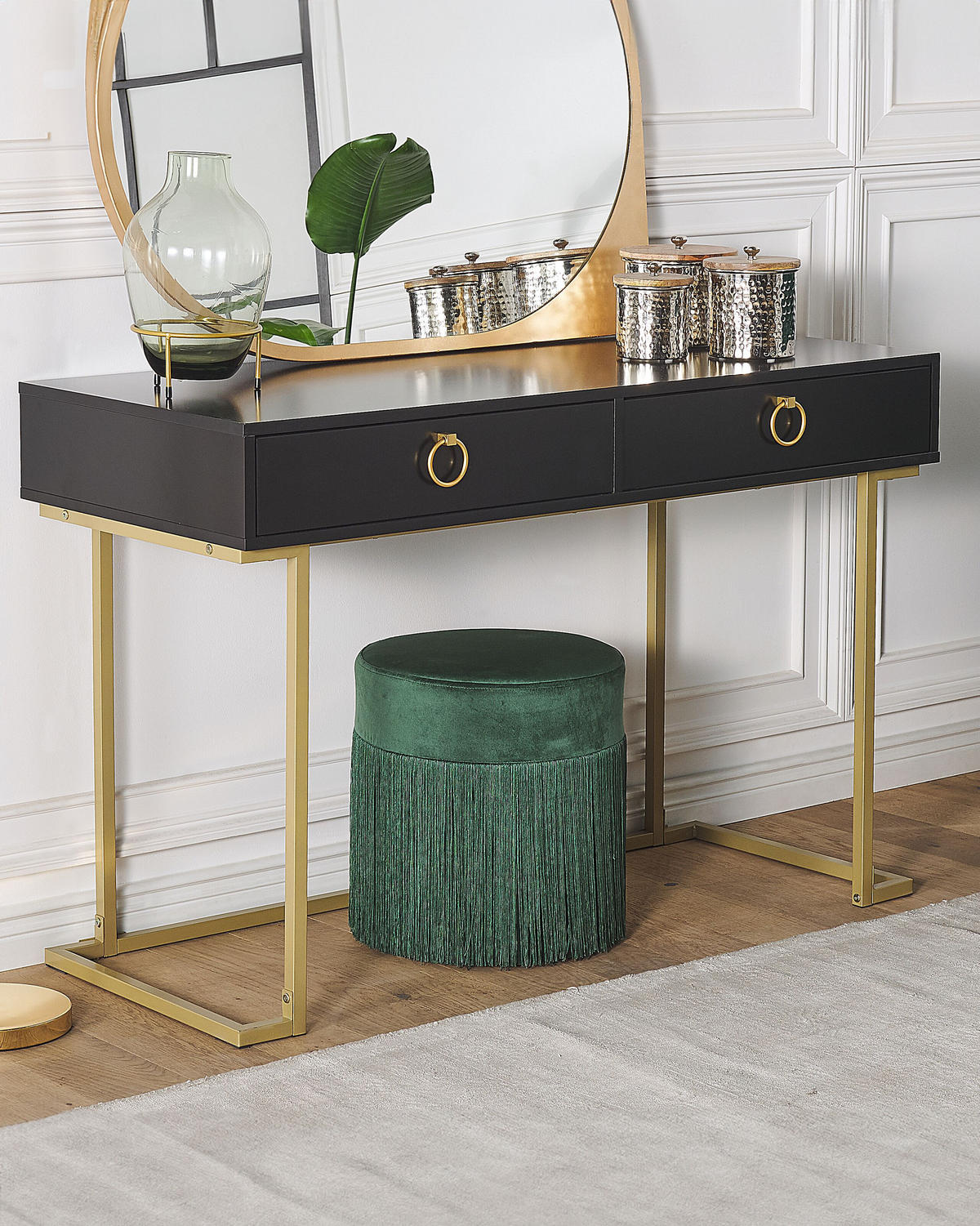 KONSOLENTISCH schwarz/gold 2 Schubladen Westport - Goldfarben/Schwarz, Metall (50/115/77cm) - Beliani
