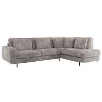 ROHOVÁ SEDAČKA CALENO L - Světle šedá Manšestr - Levá Strana - černá/světle šedá, kov/textil (317/225cm) - MKS