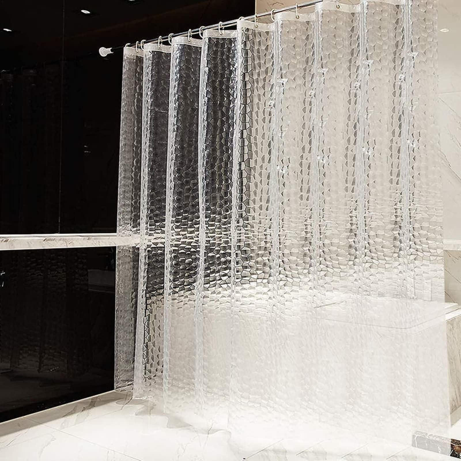 DUSCHVORHANG Weiß PEVA halbdurchsichtig Muster Badezimmer mit Haken - Transparent, Kunststoff (200/180cm) - MCBOSON