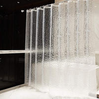 DUSCHVORHANG Weiß PEVA halbdurchsichtig Muster Badezimmer mit Haken - Transparent, Kunststoff (200/180cm) - MCBOSON