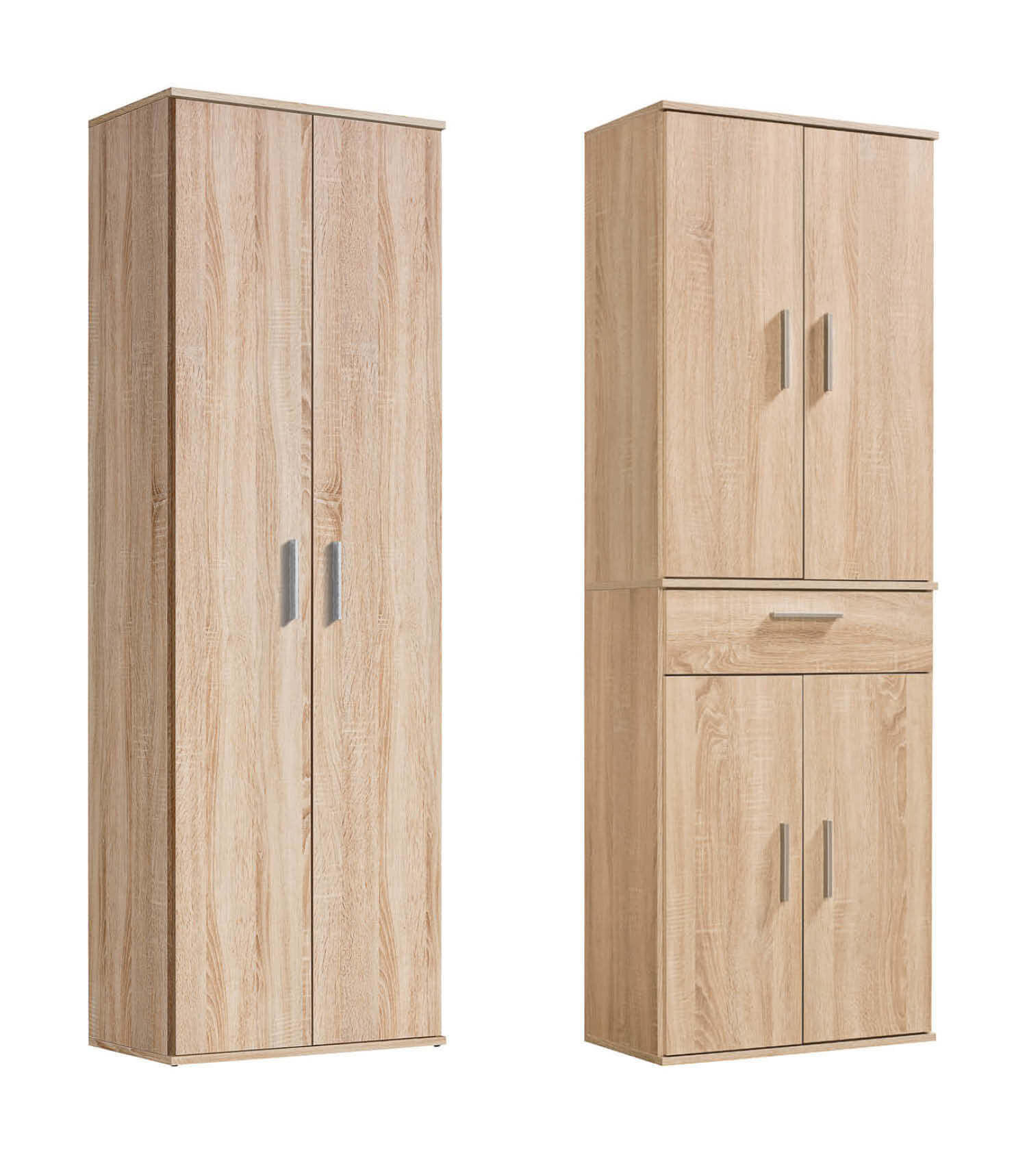 MEHRZWECKSCHRANK SET Der Allzweckwaffe - Silberfarben/Sonoma Eiche, Holzwerkstoff (60/180/34cm) - Mokebo